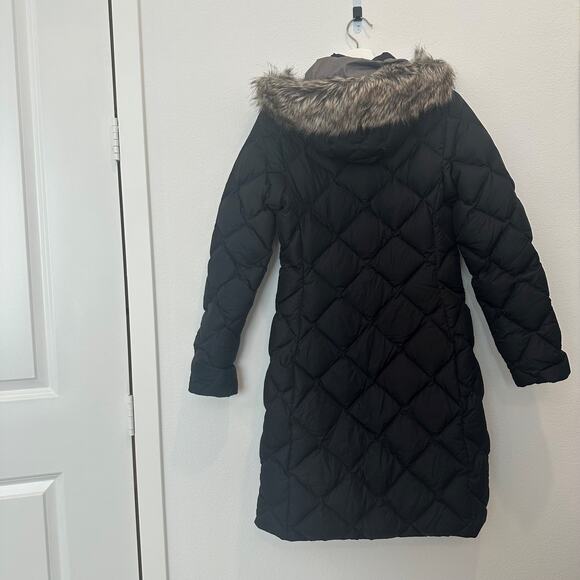 The North Face black longline diamond quilted hooded puffer parka coat jacket S - Picture 5 of 7